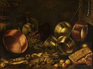 Kitchen Utensils, Meat And Vegetables — Floris Van Schooten