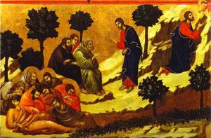 Maestó (back, Central Panel), Il Volto Della Vergine E Del Bambino — Duccio Di Buoninsegna