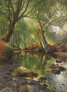 A Woodland Stream — Peder Mørk Mønsted