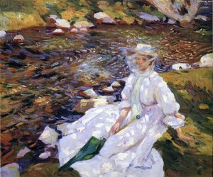 Jane Emmet De Glehn By A Stream, Val D'aosta — Wilfred Gabriel De Glehn