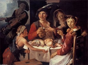 Peasant Repast With A Young Beggar — Giacomo Francesco Cipper