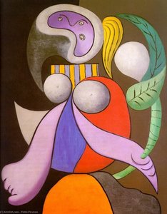 Pablo Picasso’ın ‘çiçekli Kadın’ Tablosuyla Tanışın! Kübizm Ve Canlı Renklerin Birleşimiyle Oluşan Bu Sürrealist Başyapıtı Keşfedin. 1932 Yapımı Bu Yağlı Boya Tablo, Dora Maar'ın Portresini, Formları Ve Duyguları Yeniden Yorumlar. Fragmentasyon, Dinamik K — Pablo Picasso