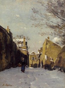 Street In Montmartre, Snow Effect — Stanislas Lépine