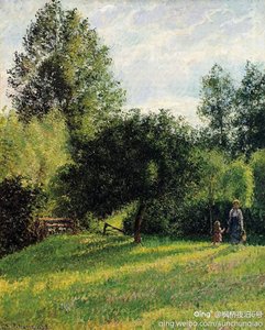 Apple Trees, Sunset, Eragny — Camille Pissarro
