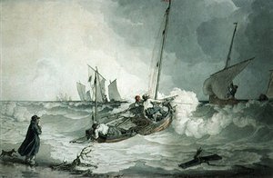 Fishing Boats Going Out, Watercolour — John Augustus Atkinson