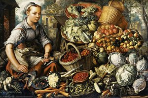 Market Woman With Fruit, Vegetables And Poultry — Joachim Beuckelaer