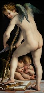 Bow-carving Amor — Parmigianino