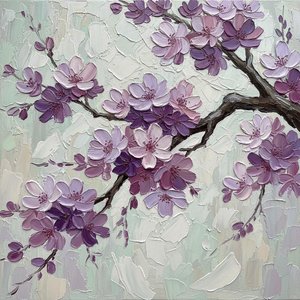 Serene Lavender Whispers In Sculptural Impasto And Ethereal Violet Blossoms — David Moreau