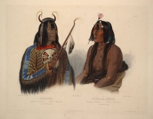 An Assiniboin Indian And A Yanktonan Indian — Karl Bodmer
