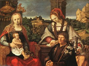 Madonna And Child With Mary Magdalene And A Donor — Lucas Van Leyden