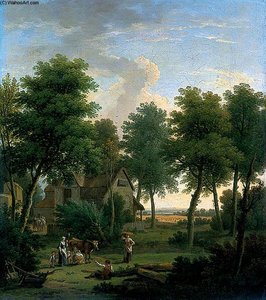 Pastoral Scene With A Peasant Family - — George Washington Thomas Lambert