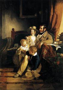 Rudolf Von Arthaber With His Children — Friedrich Ritter Von Amerling