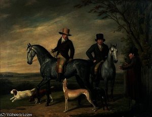 Two Gentlemen On Grey Hunters — Abraham Cooper