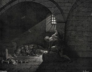 El Infierno, Canto 33, Líneas 73-74. Entonces El Ayuno Dominó La Tristeza. — Paul Gustave Doré