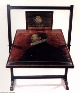 Optical Illusion With Portraits Of Charles Ii And His Daughter Christine Of Lorraine — Lodovico Buti