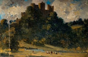Keep On A Mound, With River And Cows — Joseph Alfonso Toft