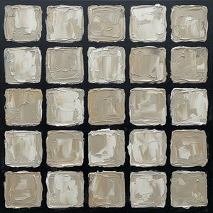 Monolithisches Gitter Aus Taktilen Erdtönen In Einer Meditativen Impasto-komposition
