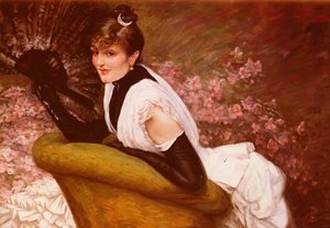 Portrait De Femme A L'eventail — Jacques Joseph Tissot