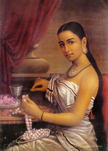 Dama Haciendo Una Guirnalda — Raja Ravi Varma