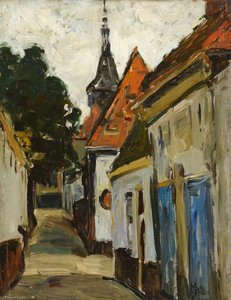 Townscape Dominated By A Church Tower — Maud Ireland Button