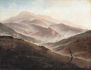 Paisaje De Los Montes Rocosos Con Niebla Ascendente — Caspar David Friedrich