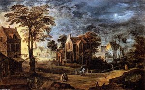 Village At Full Moon — Joos De Momper