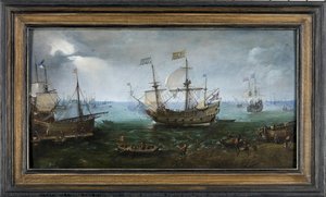 Armed Merchant Vessel And Other Vessels Off Dordrecht — Cornelis Claesz Van Wieringen