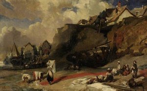 Washerwomen On The Shore — Eugène Isabey