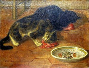Deux Chats Mangeant Du Mou — Theophile Alexandre Steinlen