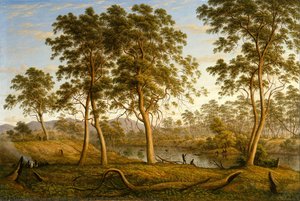 Natives On The Ouse River, Van Diemen — John Glover
