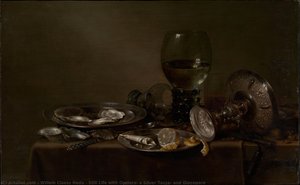 Still Life With Oysters, A Silver Tazza, And Glassware — Willem Claesz Heda