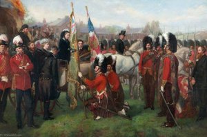 Presentation By Hm Queen Victoria Of New Colours To The 79th Cameron Highlanders On Return From 16 Years Of Foreign Service In India, April 1873 — Sydney Prior Hall