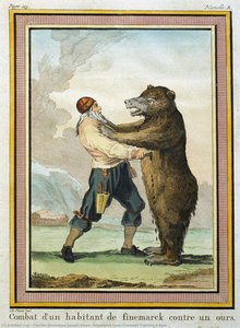 Inhabitant From Finnmark Fighting A Bear — Charles Dominique Joseph Eisen