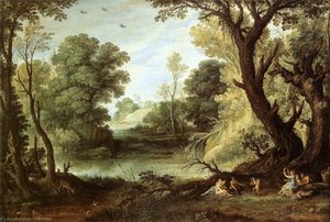 Landscape With Nymphs And Satyrs — Paulus Bril