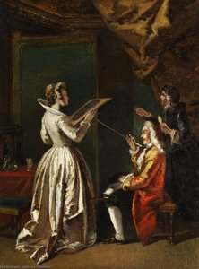 Lady Looking At A Work Of Art. — Francesco Fontebasso