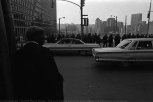 Two Cars Pass As Police For Barricade During Pittsburgh Peace March — Charles Martin Hardie