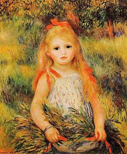 Mala Djevojčica S Buketom Cvijeća — Renoir