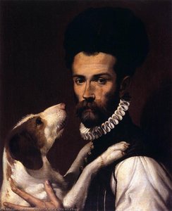 Portrait Of A Man With A Dog — Bartolomeo Passerotti