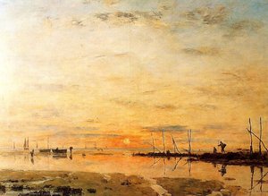 Le Havre, Sonnenuntergang Bei Ebbe — Eugène Louis Boudin