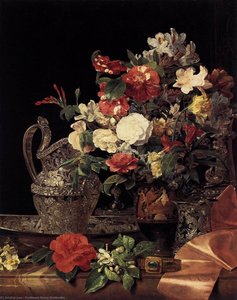 Bouquet In An Attic Bell Crater — Ferdinand Georg Waldmüller