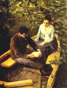 In A Boat (portrait Of The Artist Maria Yakunchikova And Self-portrait) — Konstantin Alexeievitch Korovin