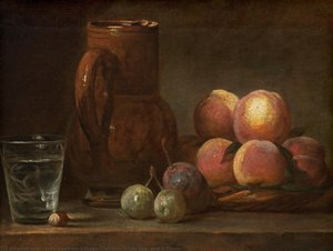 Fruit, Jug, And A Glass — Jean-baptiste-siméon Chardin