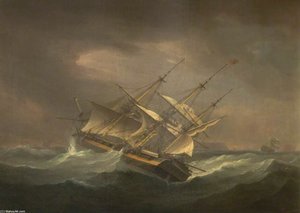 Frigate In A Squall — Thomas Whitcombe