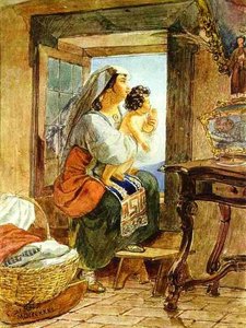 Italian Woman With A Child By A Window — Karl Pavlovich Brulloff