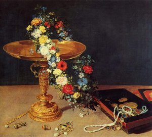 Still Life With Garland And Golden Tazza — Jan Brueghel The Elder