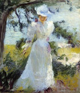 My Wife, Emeline, In A Garden — Edmund Charles Tarbell