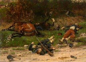 Chasseur À Pied, Lignard Et Chevaux Tués — Alphonse De Neuville