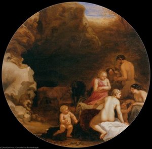 Nymphs And Satyrs At The Entrance Of A Grotto — Cornelis Van Poelenburch