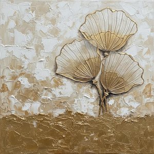 Gilded Botanical Relief: A Monumental Study In Sculptural Gold And Organic Form — David Moreau