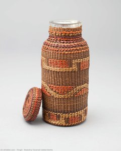 Basketry Covered Lidded Bottle — Tlingit